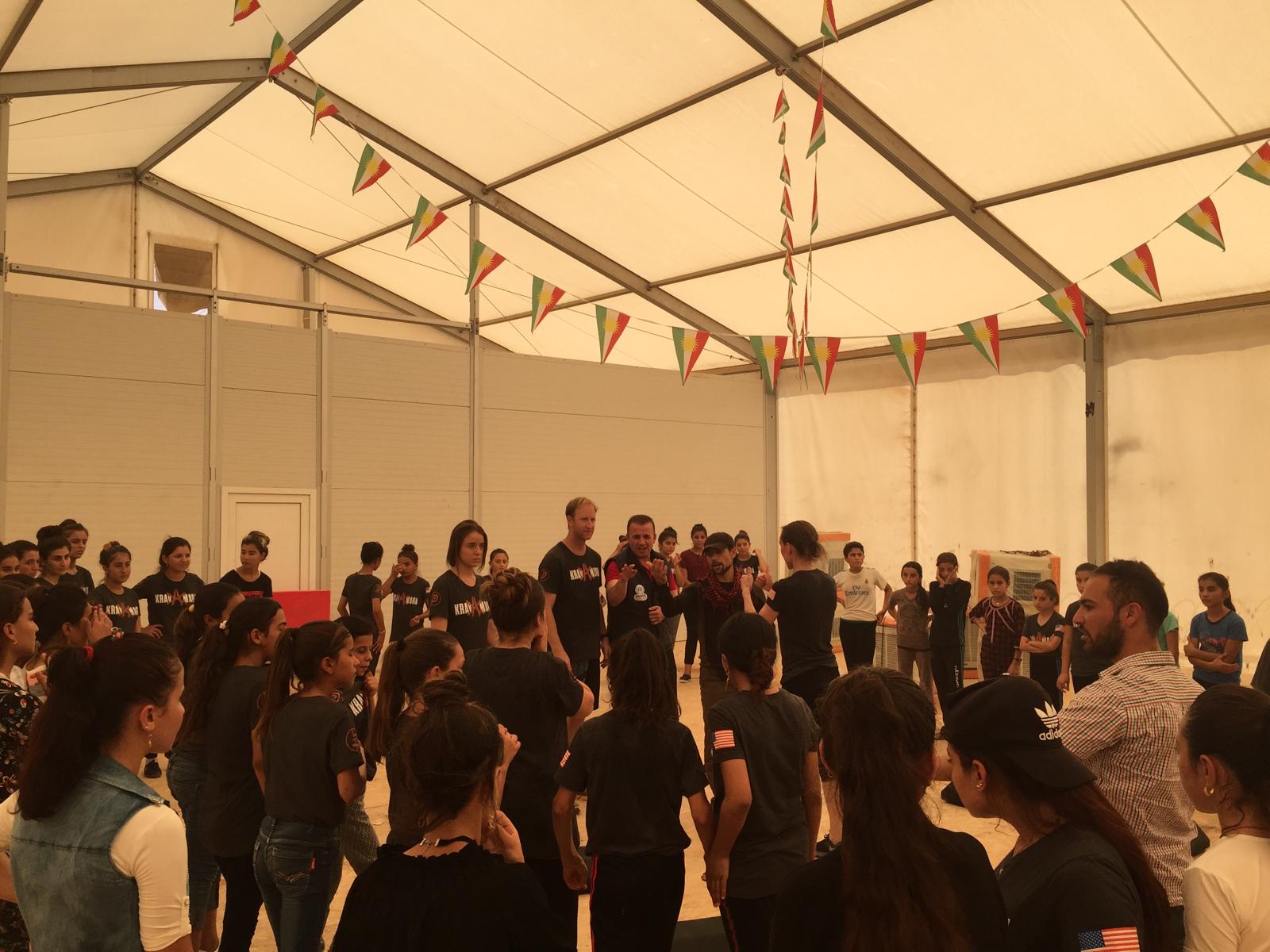 Hundreds of Yazidi women and girls in a self-defense training session, Northern Iraq, 2018